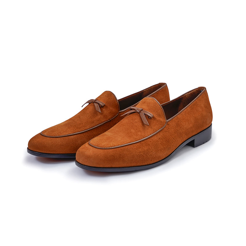 Belgian Loafers - Cognac Suede