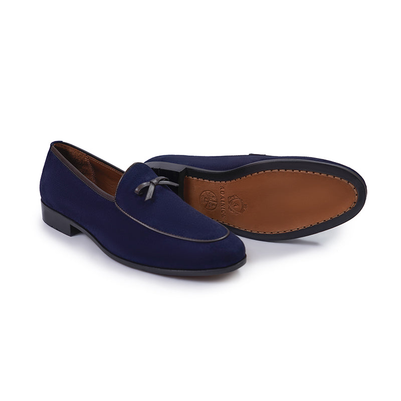 Belgian Loafers - Navy Suede