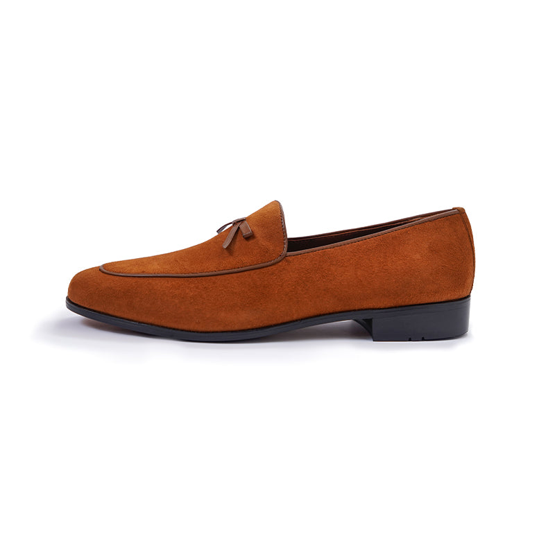 Belgian Loafers - Cognac Suede